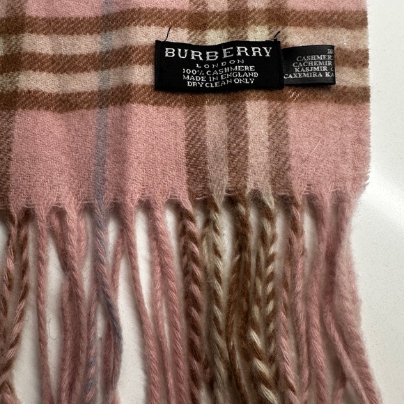 Vintage-Authentic Burberry London Pink Nova Check 100% Cashmere - Picture 4 of 6